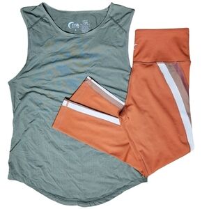 ZYIA Green Tank and Orange Leggings Set